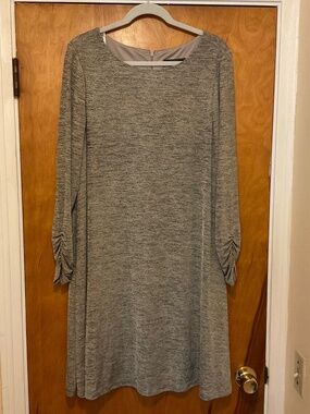 Jessica Howard Beige Mother of the Bride Dress Sz 18W Ruched Long Sleeves